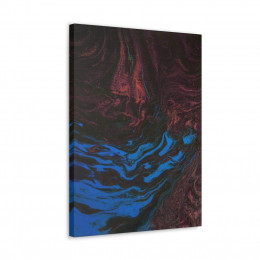 "Blue on Pink Paint Pour" on Canvas