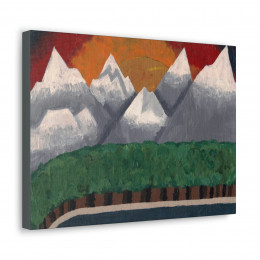 "A Mountainous Sunset" on Canvas